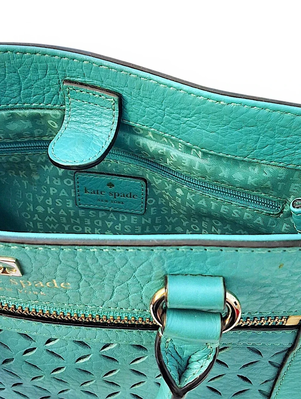 Kate Spade New York Turquoise Pebbled Leather Satchel Crossbody 💙